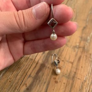 Beautiful ruby stone and genuine pearl earrings